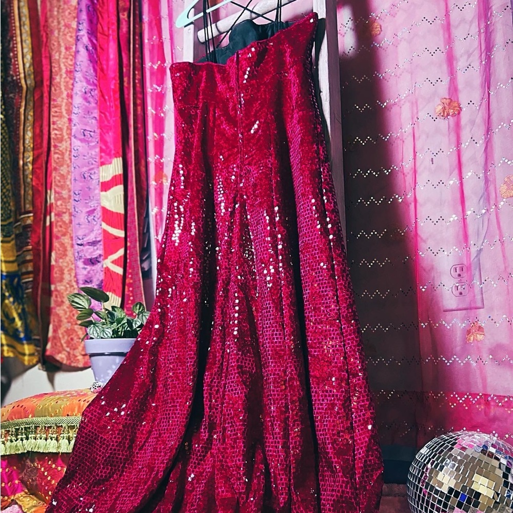 Vintage Y2K Hot Pink Metallic Gown